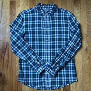 COS Mens Medium Blue Multicolor Plaid Light Cotton Long Sleeve Button Down Shirt